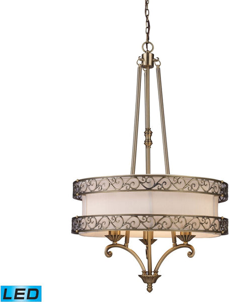 Abington 3 Light Led Pendelier In Antique Brass