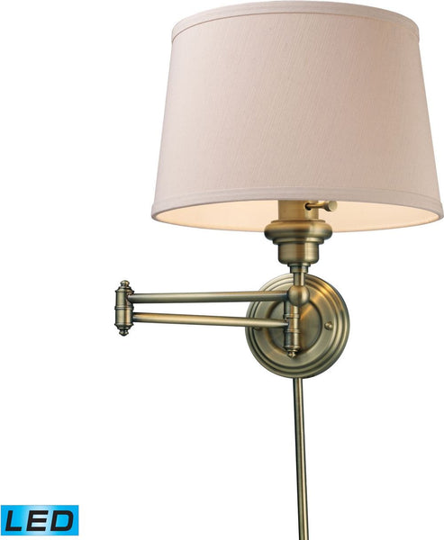 Westbrook 1 Light Led Swingarm Sconce In Antique Brass