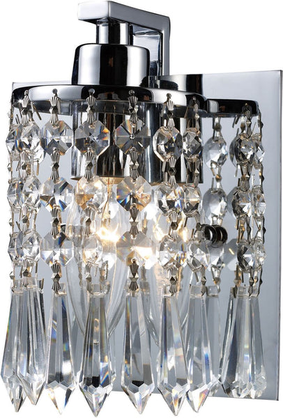 Optix 1 Light Vanity In Polished Chrome and Leaded Crystal Glass