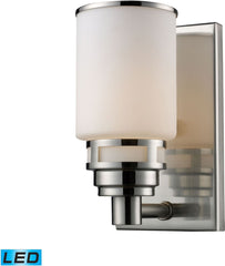 Bryant 1 Light Led Vanity In Satin Nickel and Opal White Glass