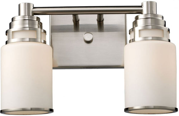 Bryant 2 Light Vanity In Satin Nickel and Opal White Glass