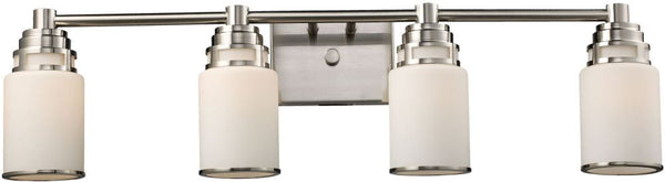 Bryant 4 Light Vanity In Satin Nickel and Opal White Glass