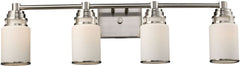 Bryant 4 Light Vanity In Satin Nickel and Opal White Glass
