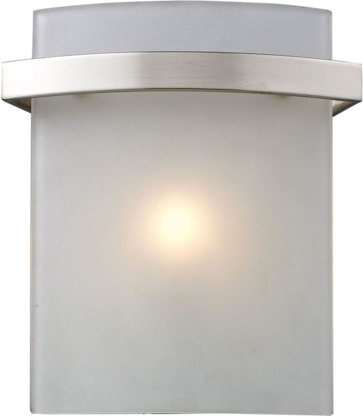 Briston 1 Light Vanity In Satin Nickel and Frosted White Glass