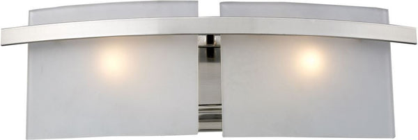 Briston 2 Light Vanity In Satin Nickel and Frosted White Glass