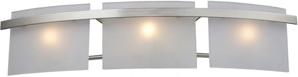 Briston 3 Light Vanity In Satin Nickel and Frosted White Glass