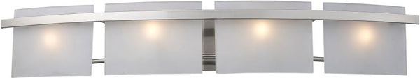 Briston 4 Light Vanity In Satin Nickel and Frosted White Glass