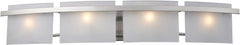 Briston 4 Light Vanity In Satin Nickel and Frosted White Glass