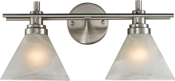 Pemberton 1 Light Vanity In Brushed Nickel and Marbelized White Glass
