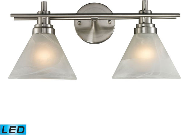 Pemberton 1 Light Led Vanity In Brushed Nickel and Marbelized White Glass