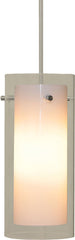 Tubolaire 1 Light Pendant In Chrome With Clear Outer Glass and White Opal Inner Glass