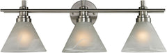 Pemberton 3 Light Vanity In Brushed Nickel and Marbelized White Glass