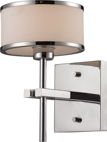 Utica 1 Light Vanity In Polished Chrome and White Glass