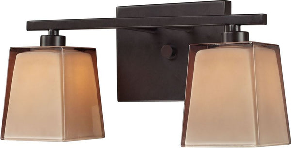 Serenity 2 Light Vanity In Oiled Bronze and Tan Glass