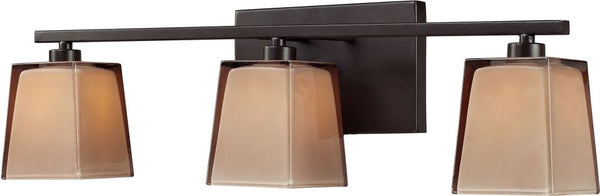 Serenity 3 Light Vanity In Oiled Bronze and Tan Glass