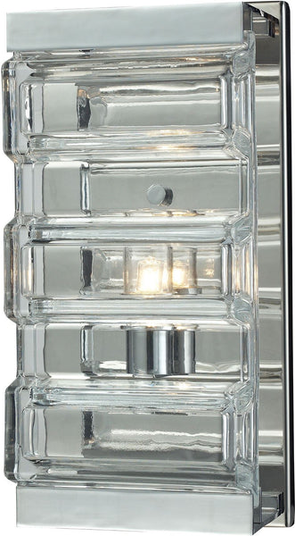 Corrugated Glass 1 Light Vanity In Polished Chrome