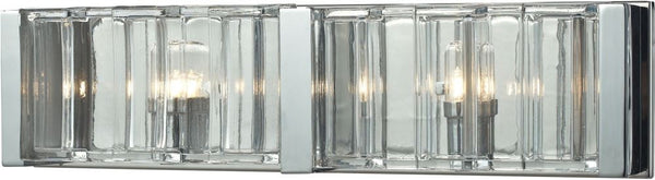 Corrugated Glass 2 Light Vanity In Polished Chrome