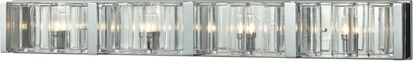 Corrugated Glass 4 Light Vanity In Polished Chrome
