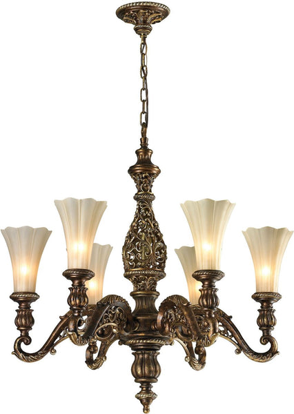 Allesandria 6 Light Chandelier In Burnt Bronze and Weathered Gold Leaf