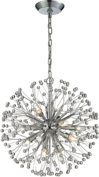 Starburst 9 Light Chandelier In Polished Chrome and Crystal