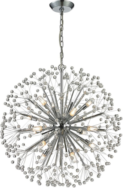 Starburst 16 Light Chandelier In Polished Chrome and Crystal