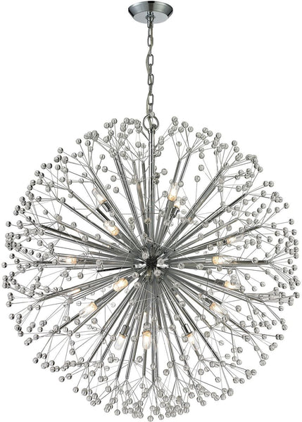 Starburst 19 Light Chandelier In Polished Chrome and Crystal