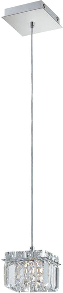 Crown 1 Light Pendant In Chrome and Clear Crystal Glass