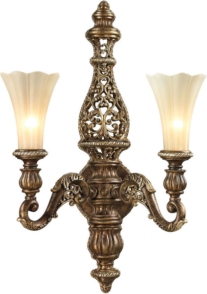 Allesandria 2 Light Sconce In Burnt Bronze In Weathered Gold Leaf