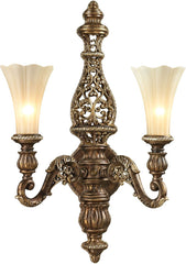 Allesandria 2 Light Sconce In Burnt Bronze In Weathered Gold Leaf