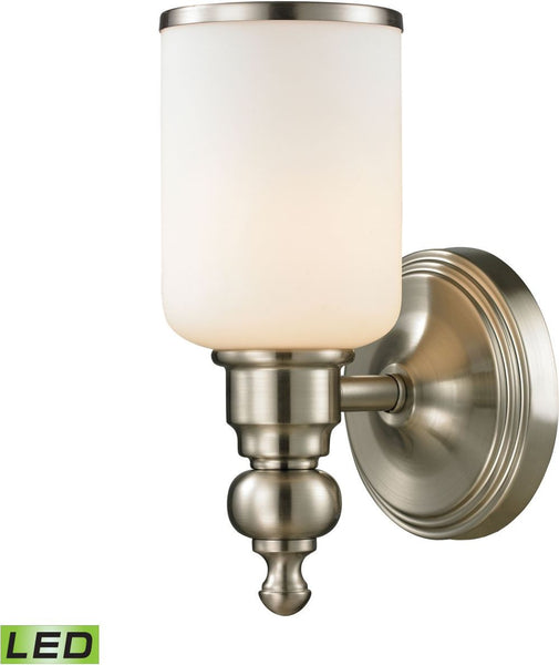 Bristol Way 1 Light Led Vanity In Brushed Nickel and Opal White Glass