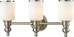 Bristol Way 3 Light Vanity In Brushed Nickel and Opal White Glass