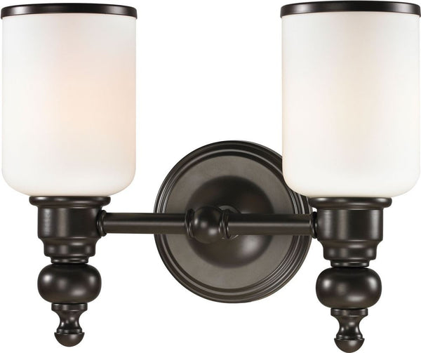 Bristol Way 2 Light Vanity In Oil Rubbed Bronze and Opal White Glass