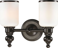 Bristol Way 2 Light Vanity In Oil Rubbed Bronze and Opal White Glass