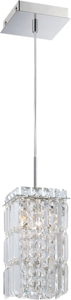 King 1 Light Pendant In Chrome and Clear Crystal Glass