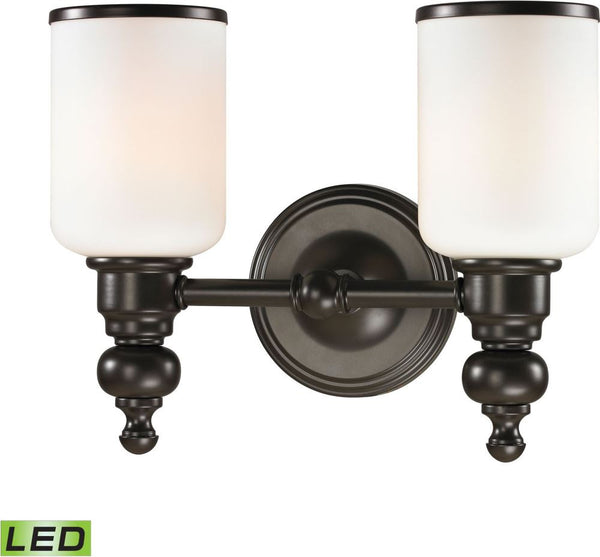 Bristol Way 2 Light Led Vanity In Oil Rubbed Bronze and Opal White Glass