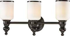 Bristol Way 3 Light Vanity In Oil Rubbed Bronze and Opal White Glass