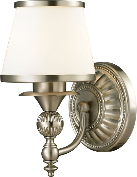 Smithfield 1 Light Vanity In Brushed Nickel and Opal White Glass