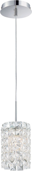 Queen 1 Light Pendant In Chrome and Clear Crystal Glass
