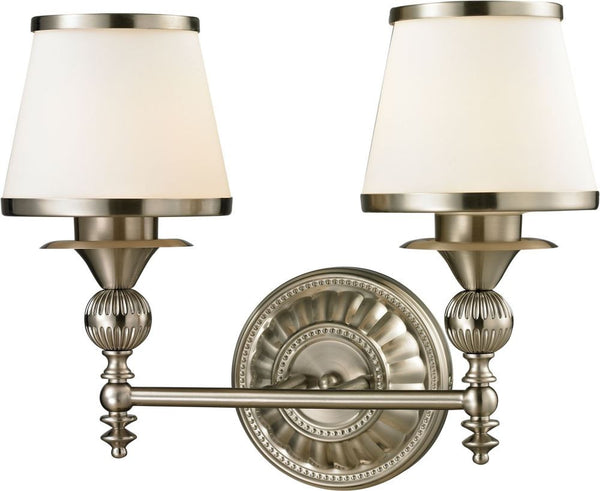 Smithfield 2 Light Vanity In Brushed Nickel and Opal White Glass