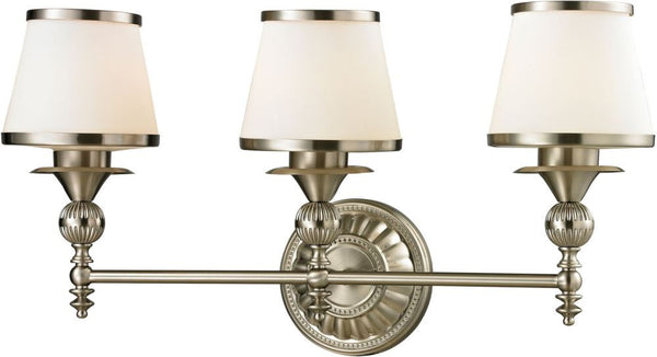 Smithfield 3 Light Vanity In Brushed Nickel and Opal White Glass