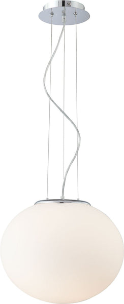 Tondo 1 Light Pendant In Chrome and White Opal Glass