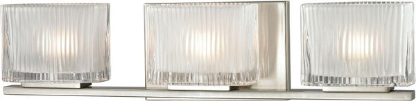 Chiseled Glass 3 Light Vanity In Brushed Nickel