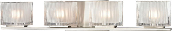Chiseled Glass 4 Light Vanity In Brushed Nickel