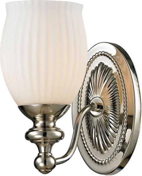 Park Ridge 1 Light Vanity In Polished Nickel and Reeded Glass