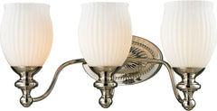 Park Ridge 3 Light Vanity In Polished Nickel and Reeded Glass