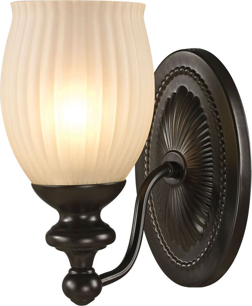 Park Ridge 1 Light Vanity In Oil Rubbed Bronze and Reeded Glass