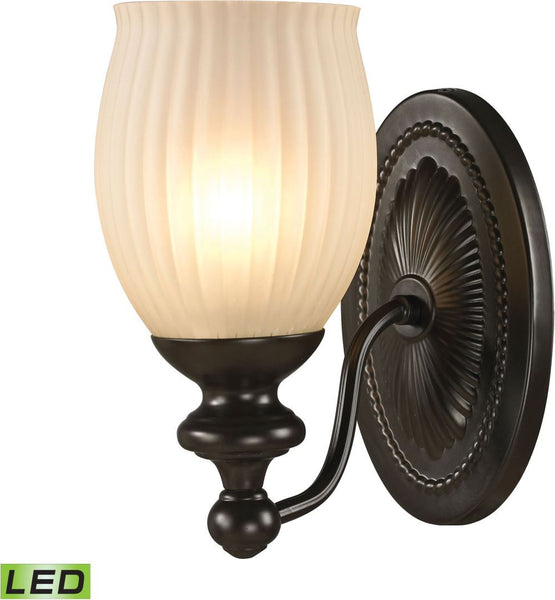 Park Ridge 1 Light Led Vanity In Oil Rubbed Bronze and Reeded Glass