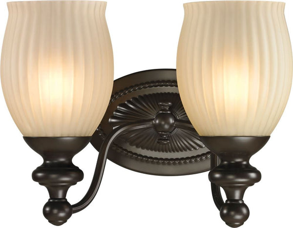 Park Ridge 2 Light Vanity In Oil Rubbed Bronze and Reeded Glass