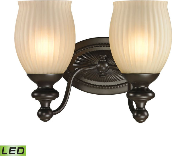 Park Ridge 2 Light Led Vanity In Oil Rubbed Bronze and Reeded Glass