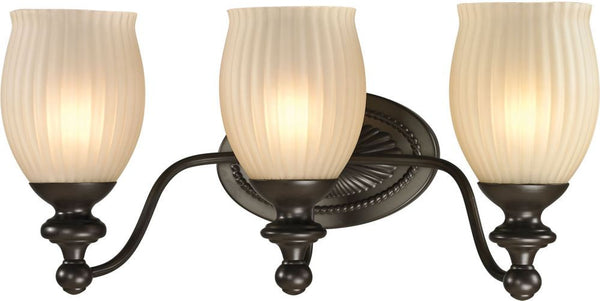 Park Ridge 3 Light Vanity In Oil Rubbed Bronze and Reeded Glass